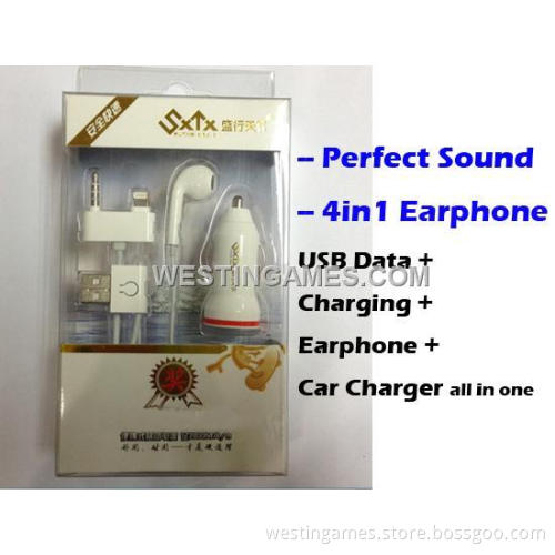 Charging Cable Car Charger Earphone with Mic for iPhone (HIP5063)